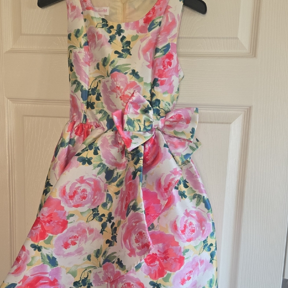 Bonnie Jean Pink and Green Floral Dress